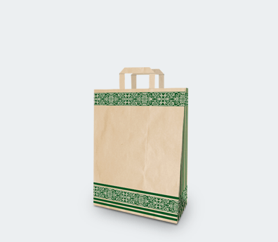 Sac de transport vertical en papier avec poignées plates "Motif Vert" Sac de transport vertical en papier avec poignées plates "Motif Vert"