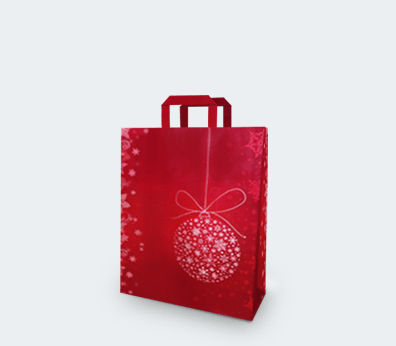 Sac de transport vertical en papier avec poignées plates "Père Noël" Sac de transport vertical en papier avec poignées plates "Père Noël"