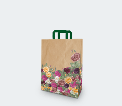 Sac de transport vertical en papier avec poignées plates "Roses" Sac de transport vertical en papier avec poignées plates "Roses"
