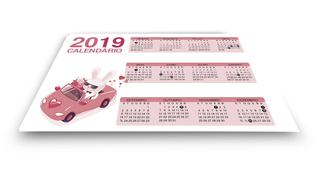 Calendários base de secretária